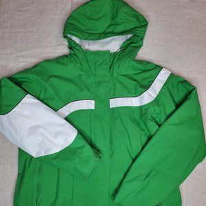Columbia green and white fleece lined winter jacket